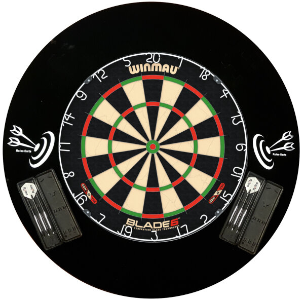Dartboard Set: Winmau Blade 6 mit 2 Steeldart-Sets & Catchring