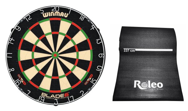 Dart Set – Profi Dartscheibe Blade 6 + Matte mit Abwurflinie