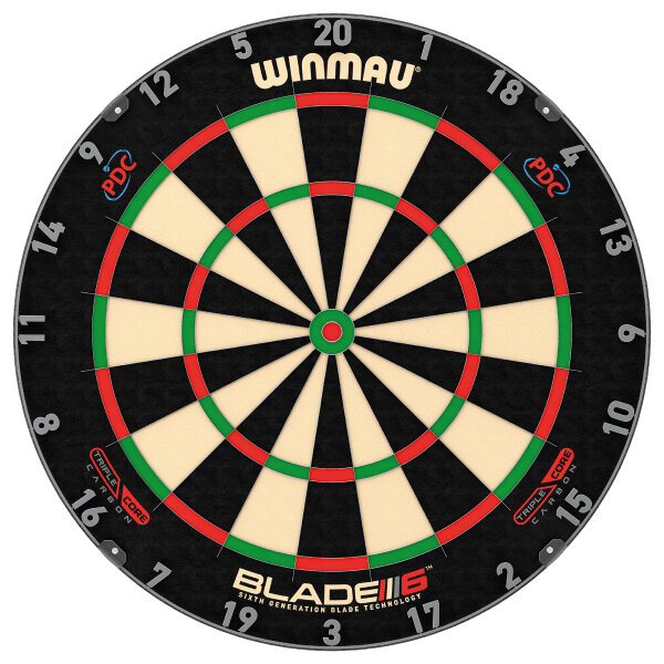 Winmau Blade 6 Triple Core Carbon – High-End Dartscheibe mit Carbon-Sisal