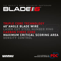 Winmau Blade 6 Triple Core Carbon – High-End Dartscheibe mit Carbon-Sisal