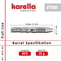 Dartbarrel Steelbarrel Karella Profi Line PL-05 80% Tungsten 22 g