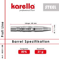 Dartbarrel Steelbarrel Karella Profi Line PL-08 80%...