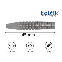 Steeldart Steel Dart Pfeile Keltik Ardan 24g Silver - 90% Tungsten