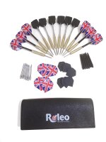 Roleo Dartset mit Darttasche, 12 Steeldarts &...