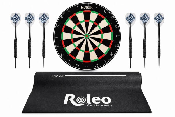 Keltik Steeldart Set mit Dartscheibe Dartboard, Pfeilen und Dartmatte