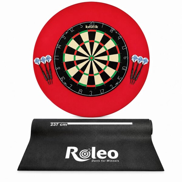 Keltik Steeldart Dartscheibe Komplettset mit Board, Pfeilen, Ring & Matte