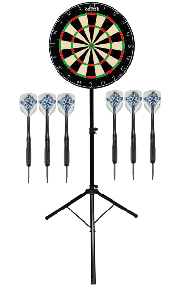 Keltik Dartscheibe Steeldart Set mit Dartboard, 2 Dartsets und Ständer